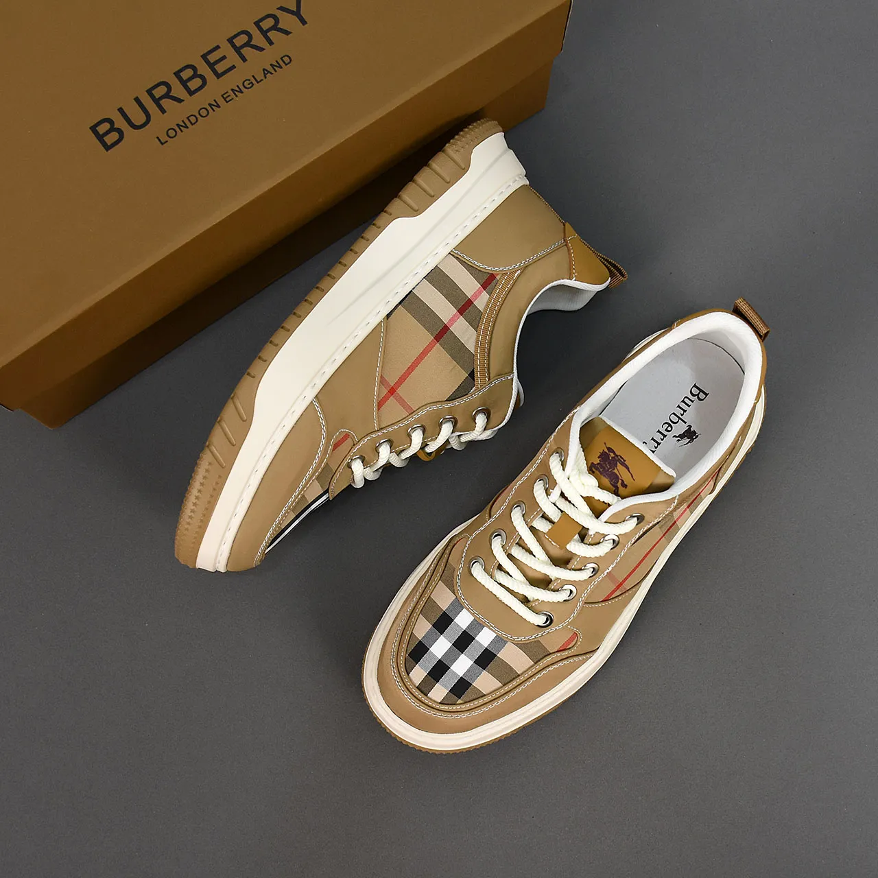Burberry [Burberry] men's shoes 💰420💰, fashionable lace-up cloth shoes, uppers made of breathable fabric, rubber foam soles, men's size 38-44